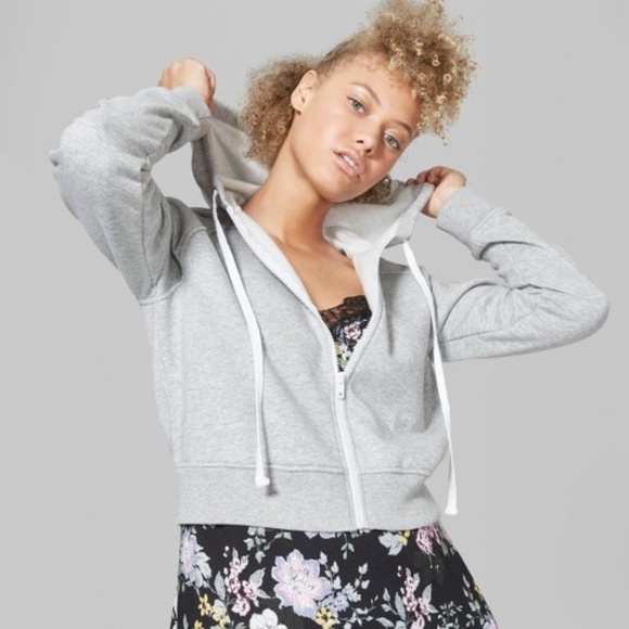 wild fable Sweaters - Cropped Zip- Up Hoodie